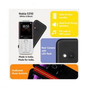 Nokia 5310 Dual SIM Keypad Phone with MP3 Player, Wireless FM Radio and Rear Camera with Flash | Black/Red