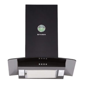 Faber 60 cm 1000 m³/HR Curved Glass Kitchen Chimney (HOOD PRETTY PLUS PRO BK PB LTW 60, 1 Baffle Filter, Black)