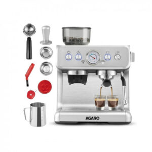 AGARO Supreme Espresso Coffee Maker With Grinder, 20 Bars Semi Automatic, Dual Heating System, Steam Wand And Adjustable Milk Frothing, All in One Espresso, Cappuccino, Steam Espresso Maker