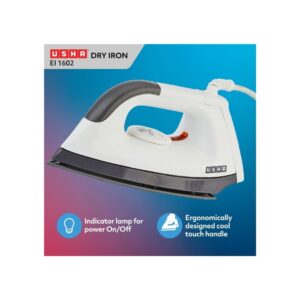 Usha EI 1602 1000 W Lightweight Dry Iron with Non-Stick Soleplate (Multi-colour)