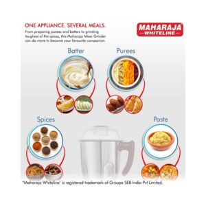 Maharaja Whiteline Ultramax Plus Mixer Grinder, 800W, 3 Jars, Burgundy