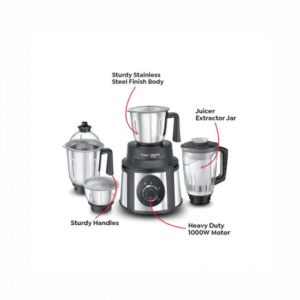 Prestige Endura 1000W Mixer Grinder with Ball Bearing Technology Stainless Steel 4 Jars