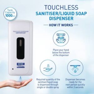 KENT Touchless Sanitiser Dispenser(12013) 1000 ml Liquid Dispenser (White)