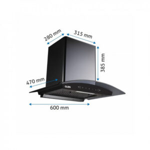 GLEN 60 cm 1050m3/hr Auto-Clean curved glass Kitchen Chimney Filterless Motion Sensor Touch Controls (Senza Black)