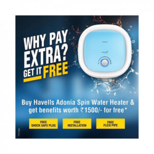 Havells Adonia Spin 10-Litre Vertical Storage Water Heater (Geyser) White Blue 5 Star