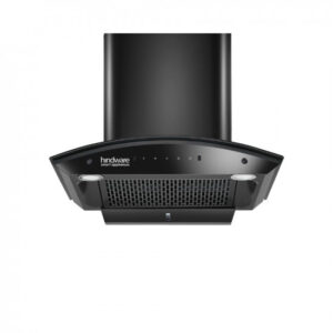 Hindware Smart Appliances Nadia IN 60 cm 1350 m³/hr Stylish Filterless Auto-Clean Kitchen Chimney With Metallic Oil Collector, Motion Sensor & Touch Control For Easy Operation (Curved Glass, Black)