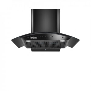 Hindware Smart Appliances Nadia IN 90 cm 1350 m³/hr Stylish Filterless Auto-Clean Kitchen Chimney With Metallic Oil Collector, Motion Sensor & Touch Control For Easy Operation (Curved Glass, Black)