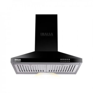 INALSA 60 cm, 1050 m3/hr Kitchen Chimney Enya BKBF with Stainless Steel Baffle Filters, Push Button Control, 5 Year Warranty On Motor