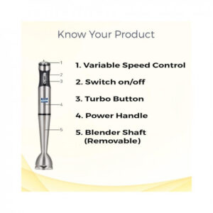 KENT 16044 Hand Blender Stainless Steel 400 W | Variable Speed Control | Easy to Clean and Store | Low Noise Operation
