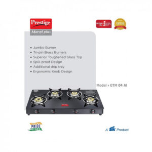 Prestige Marvel Plus Gas Stove GTM 04 – Black, Manual, 4 Burner