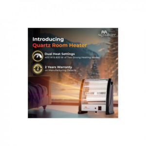 RR Signature QZ-208 Quartz Room Heater for Home with Tip-Over Protection, Silent Room Heater with 2 Heat Settings of 800 W for Bedroom, Office, & Indoor Use (ISI Certified) with 2 Years Warranty