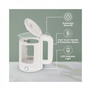 Tesora – Inspired by you Electric Glass Kettle|Borosilicate Glass Body With Cool Touch Pp Sleeve|1.5 Liters Capacity|1350 Watts|Overheating&Boil Dry Protection|1 Year Warranty(White)