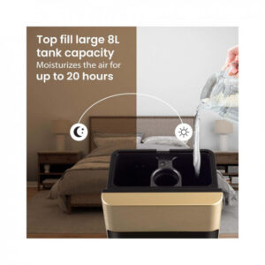 AGARO Royal Cool Mist Top Fill Ultrasonic Humidifier, For Bedroom, Home, Office, Multifunction Touch Panel With Led Diplay And Remote, 360° Nozzle, Super Quiet, Auto Shut Off(Black), 8 liter