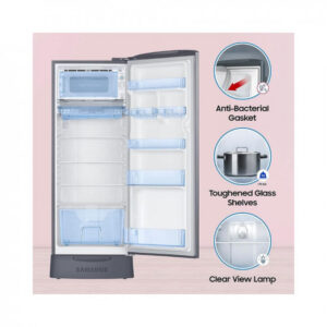 Samsung 223 L 3 Star Digital Inverter Direct Cool Single Door Refrigerator (RR24C2823S8/NL, Silver, Elegant Inox, Base Stand with Drawer 2023 Model)